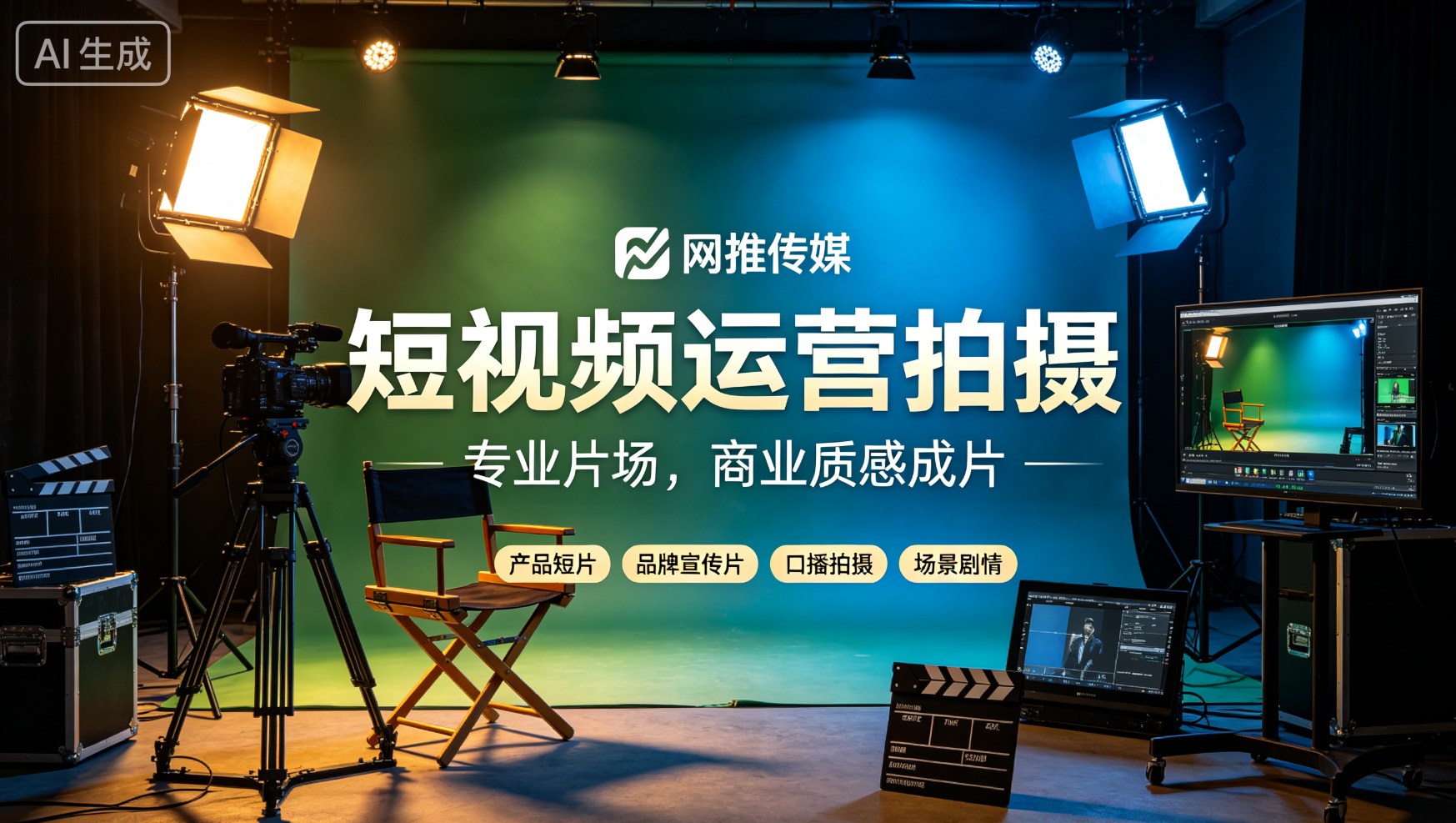 网推传媒短视频运营宣传图 - 短视频拍摄与运营场景